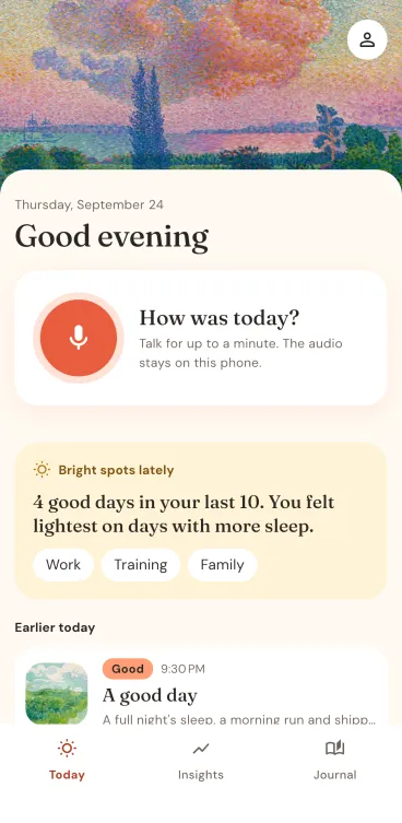 VitaMood voice journal screenshot